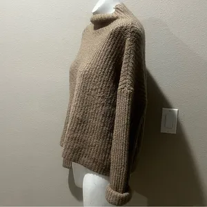 Anthropologie tan knit pullover sweater thumbnail 4
