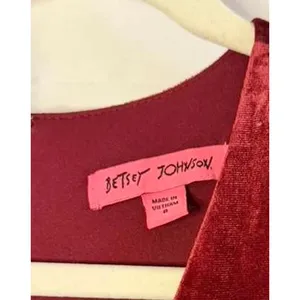 Betsey Johnson Velvet Flare-Leg Jumpsuit Burgundy Red Women's sz. 8 thumbnail 6