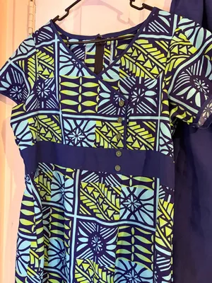 Polynesian Puletasi Blue Green for Women. Measurements in description thumbnail 2