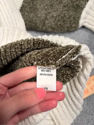 Altar’d state Chunky Striped Knit Sweater in Cream and Olive XS thumbnail 8