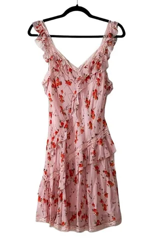 NWT LOVESHACKFANCY Serima Pink Floral Mini Dress Sz L thumbnail 2