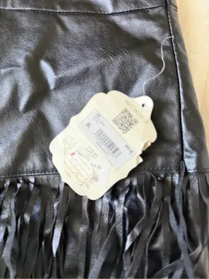 NWT Altar’d State Black Fringe Leather Mini Skirt thumbnail 3