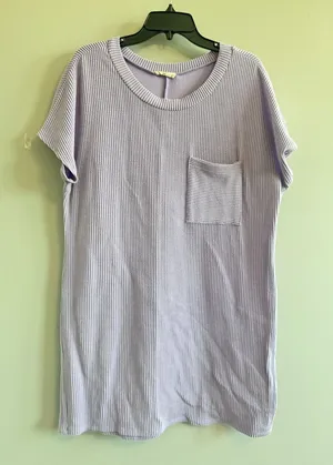 Entro Lilac Ribbed Short Sleeve Shirt dress size‎ Large thumbnail 1