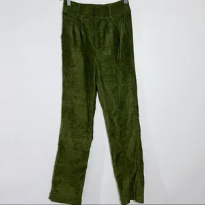 Lovers + Friends Lilith Pants High‎ Waist Faux Suede Green XXS Quiet Luxury Fall thumbnail 2