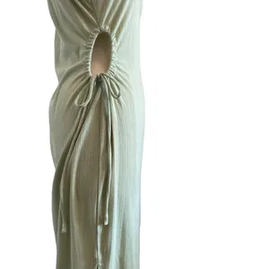 Sleeveless Knit Midi Dress With Cut Out Tie Side By Planet Gold thumbnail 6