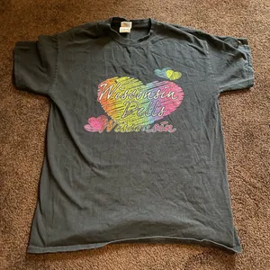 Wisconsin Dells black colorful heart short sleeve shirt M thumbnail 2