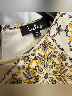 Lulus Women’s Dandy Lion Yellow Print Sleeveless Shift Dress Size Small thumbnail 9