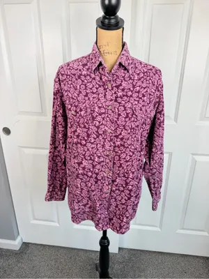 In Good Company Sz L Floral Corduroy Button Down Shirt Cotton NWOT 100% cotton thumbnail 2