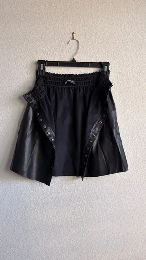 Zara black faux leather button front mini skirt size small thumbnail 9