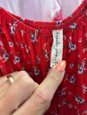 Red Floral Mini Dress ❤️ Size L thumbnail 6