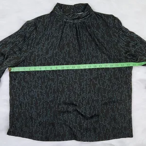 Prologue -605 mock neck 3/4‎ balloon sleeves blouse black and teal Large thumbnail 6
