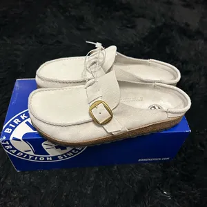 BIRKENSTOCK Buckley white leather mules clogs slip on shoes new thumbnail 7