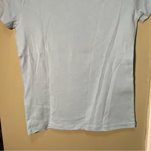 DKNY Women's‎ Size Small Crewneck T-Shirt Light Blue Cap Sleeves Organic Cotton thumbnail 6