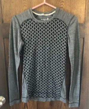 Smartwool merino wool diamond pattern long sleeve baselayer - small thumbnail 1