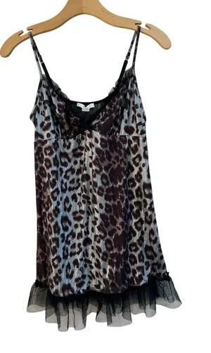 Leopard Slip Dress Lace‎ Tulle Y2K Grunge Coquette Going Out Mini M thumbnail 1