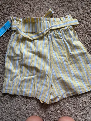 Draper James Yellow and White Striped Paperbag Waist Shorts with Tie thumbnail 5