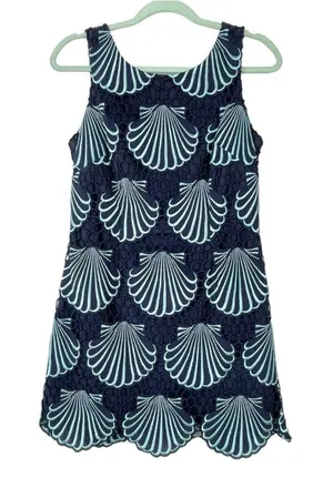 Lilly Pulitzer Navy & Light Blue Shell Dress, Size 00 thumbnail 1