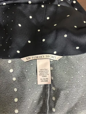 Victoria’s Secret Pajama Top XL Black White Polka Dot Blazer Button Front thumbnail 3