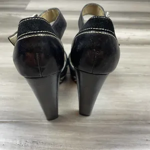 Michael Kors Astor Quarter Strap Heels Women's Black Silver Studs 9 thumbnail 4