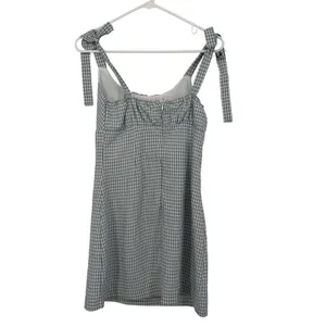 L.A. Hearts Gingham Mini‎ Dress Womens Small Sage Green Excellent Tie Shoulder thumbnail 6