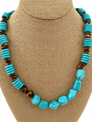Boho Statement Turquoise Howlite Gemstone Blue thumbnail 3