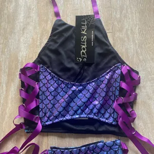 Dollskill Mermaid Technotopia ribbon lace up set XS NEW thumbnail 4