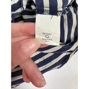 J.Crew The Boy Shirt Navy White Striped 100% Silk Button Down Size 10 thumbnail 7