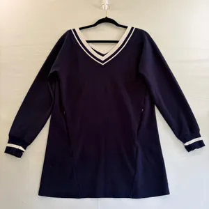 OFFLINE‎ by Aerie Navy Blue V-Neck Long Sleeve Athletic Dress with Pockets Small thumbnail 2