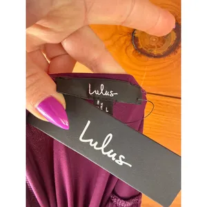 NWT Lulus Maru Plum Purple Long Sleeve One-Shoulder Sash Maxi Dress Gala Size L thumbnail 9