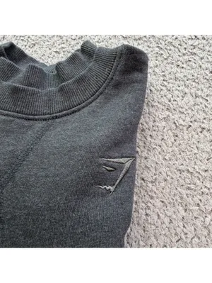 Gymshark Women’s Small Charcoal Cropped Oversized Crewneck Sweatshirt Minimal thumbnail 7