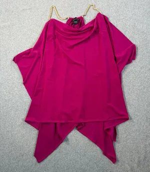 EXPRESS Women's Small Fuchsia Draped Asymmetrical Cowl Neck Metallic Halter thumbnail 1