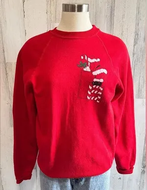 Vintage Sturdy Sweats by Lee Christmas Sweatshirt medium Santa ugly‎ sweater thumbnail 1