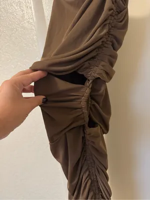 ZARA Brown Asymmetric Draped Mini Dress Size XS thumbnail 3