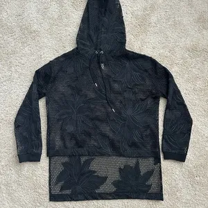 Women’s free people movement Black Mesh Floral Hoodie thumbnail 1