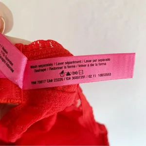 VICTORIA'S SECRET The Lacie Red Push Up Slip Sz Medium thumbnail 5