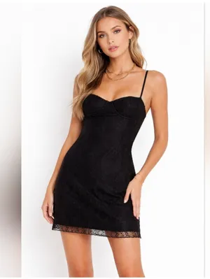 NWT WeWoreWhat Black Lace Mini Dress Sz 10 thumbnail 5