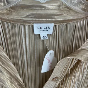 Le Lis Gold Pleated Mini Dress Size XS NWT thumbnail 6