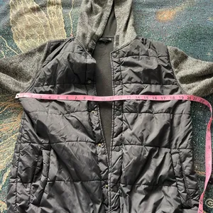 Ocean Current Women’s Puffer Jacket XL Black Gray Two Tone Button Up Hoodie Y2K thumbnail 14
