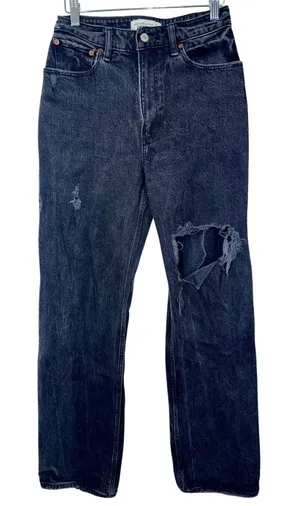 Abercrombie & Fitch Curve Love 90s Relaxed Jean High Rise Black Jeans Size 26 2 thumbnail 1