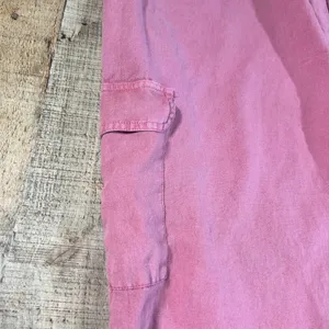 Sincerely Jules Cargo Pants Womens L Dusty Rose Linen Look Drawstring Wide Leg thumbnail 3