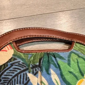 Fossil Modern Tropical Floral‎ Clutch Handbag Brown Leather Trim thumbnail 5