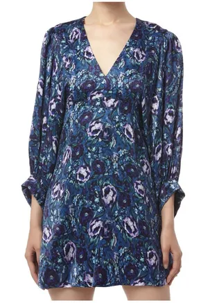 AMUR Steph Mini Dress, Azure Abstract Floral Print, 0 (US) thumbnail 1
