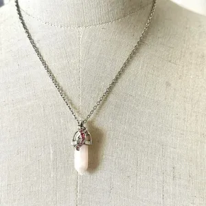 Rose Quartz Dolphin pendant necklace Pink thumbnail 2