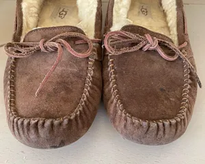 UGG Suede Shearling Moccasin Slippers Dark Brown size 8 thumbnail 7