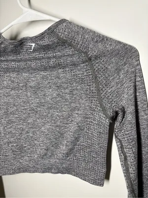 Gymshark Grey Seamless Long-Sleeve Crop Top thumbnail 5
