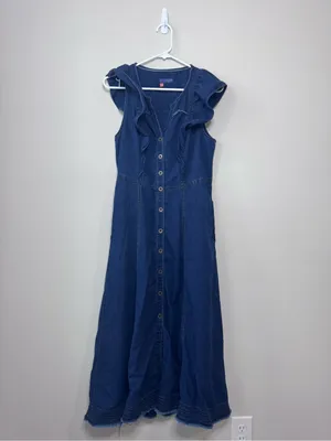 Pilcro Denim Flutter Sleeve MIDI Dress thumbnail 2