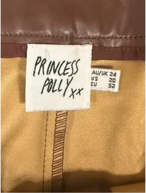 Princess Polly Brown Faux Leather Straight-Leg Pants thumbnail 4