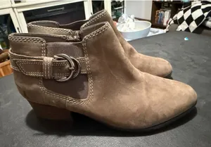 Clarks‎ Brown Buckle Booties in 8 thumbnail 1