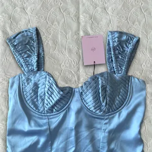 NEW Hello Molly Satin Baby Blue Mini Dress Large Dollcore Romantic Cottagecore thumbnail 4