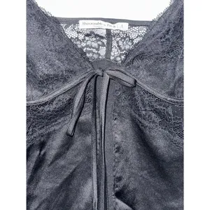 Abercrombie & Fitch Sleepwear Black Lace Sheer Bow Tie Camisole Top Women Size L thumbnail 3
